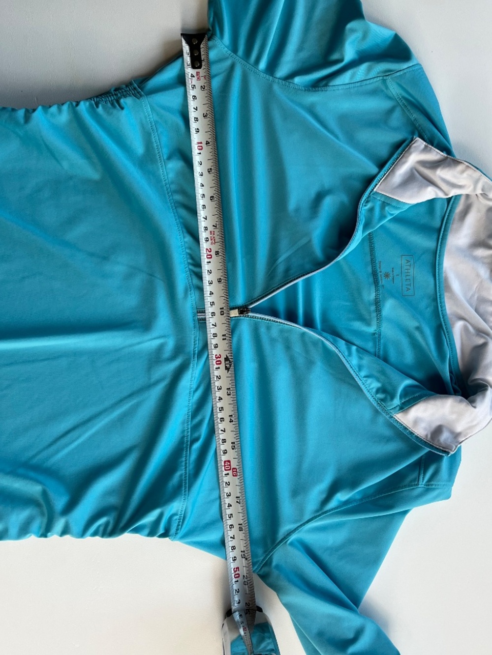 Athleta turquoise half-zip athletic long-sleeve top mock neck size L - Picture 6 of 11